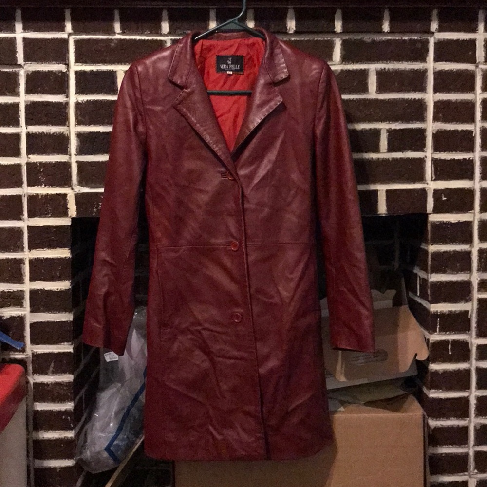 **VERA PELLE** RED FINE LEATHER JACKET**